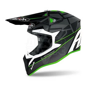 Внедорожный шлем Airoh Wraap Mood (черн/зел/бел, XS)