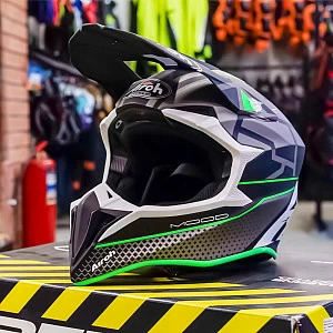 Внедорожный шлем Airoh Wraap Mood (черн/зел/бел, XS)