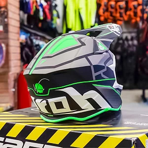 Внедорожный шлем Airoh Wraap Mood (черн/зел/бел, XS)