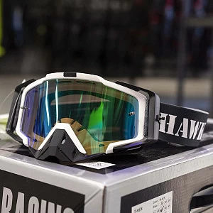 Очки для мотокросса МХ101, зеленая зеркальная линза