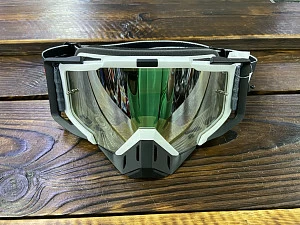 Очки для мотокросса МХ101, серебристая зеркальная линза (черн/бел)