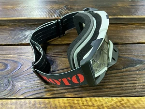 Очки для мотокросса МХ101, серебристая зеркальная линза (черн/бел)