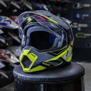 Шлем мотард ATAKI JK802 Valor (кисл желт/сер глянц, L)