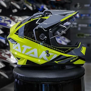 Шлем мотард ATAKI JK802 Valor (кисл желт/сер глянц, L)